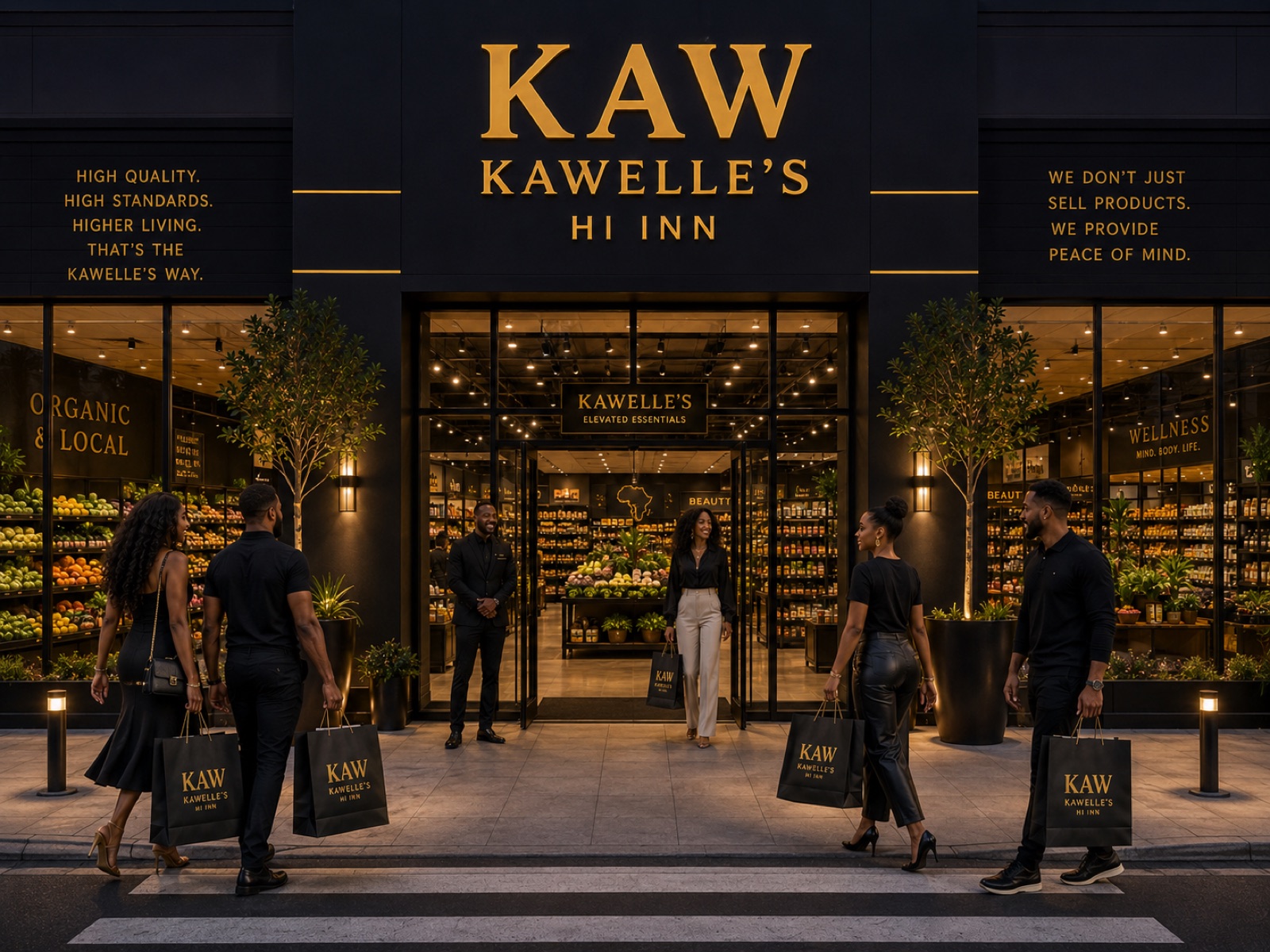 Black families and shoppers moving through the ownership district